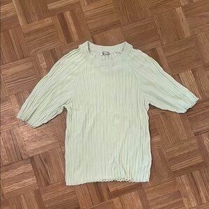 Free People Light Cream Ribbed Blouse